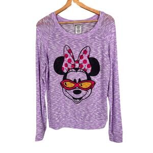 DISNEY PARKS Womens L Purple Minnie Mouse Sunglasses Lightweight Stretch Sweater
